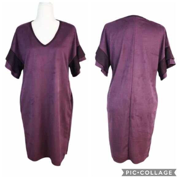 Bluheaven Boho Purple Matted Velvet Tunic Dress S - Picture 1 of 15
